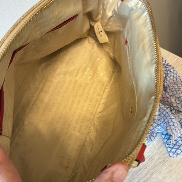 RARE Kate Spade Red and Cream Satchel CANVAS with Bold Accents - Picture 6 of 8